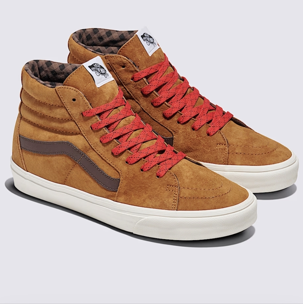 Vans Mens 8.5 Sk8-Hi Brown and Red High-Top Sneakers NWT NIB